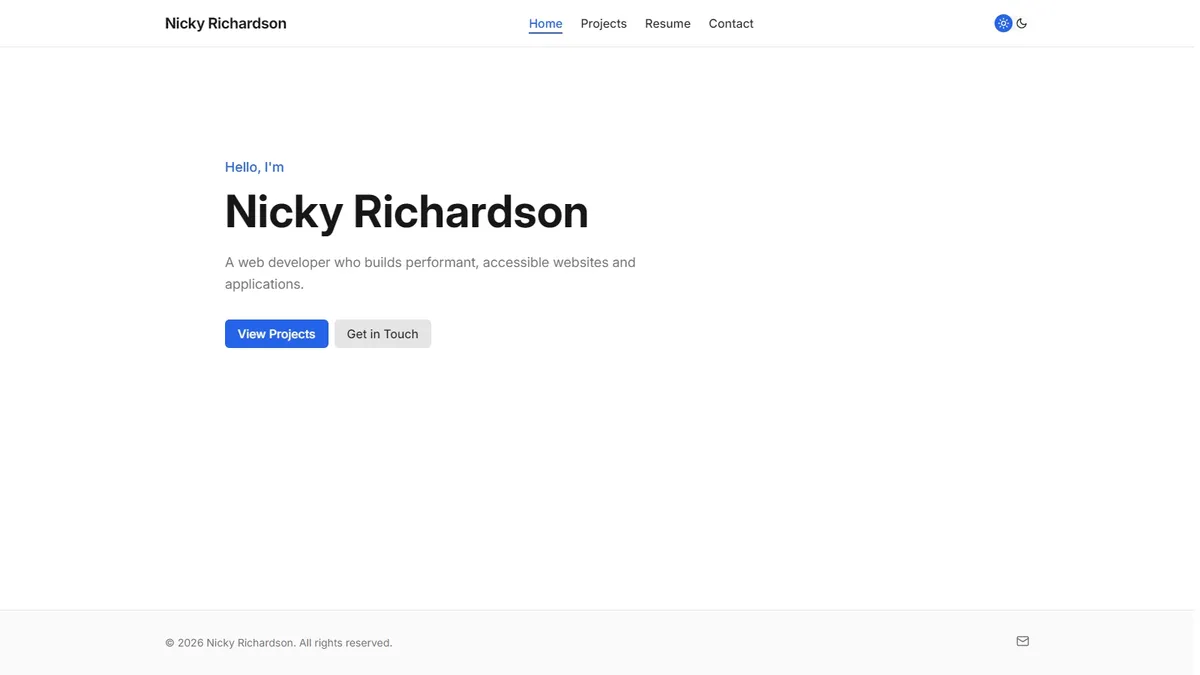 Screenshot of This Portfolio